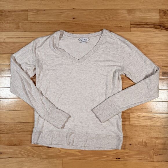 Athleta Long Sleeve Top Size Small Thumb Holes Stretchy Athletic White - Picture 1 of 5